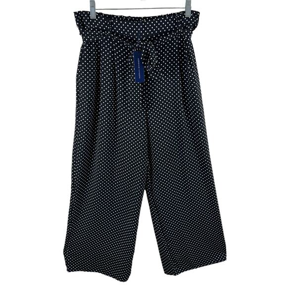 Adrienne Vittadini NWT Polka Dot Wide Leg High Rise Elastic Waist Dress Pants M - Picture 1 of 7